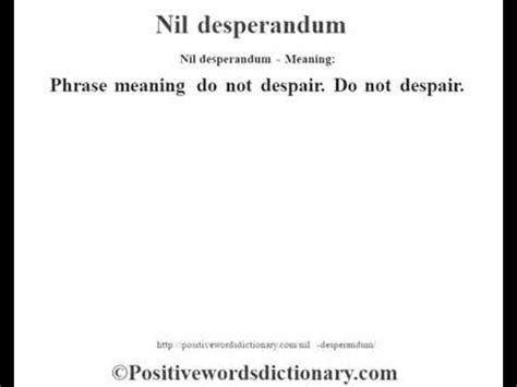 nil desperandum meaning